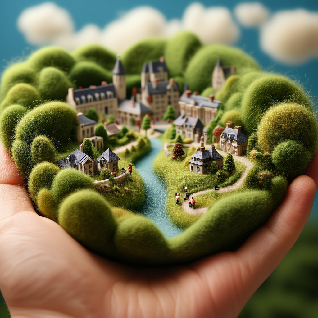 这是一个有趣的微缩毛毡风格Lora模型，适合 手工艺爱好者、独特礼品寻找者、生活美学追求者，以超细腻的羊毛为画布，用无比精细的手法，将一个个微型世界缝制于掌心。无论是迷人的自然风景，还是精致的城市建筑(4张)